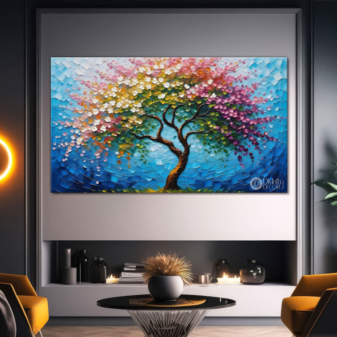 Spring tree in textured modern art Canvas Painting - Design - Tree-99