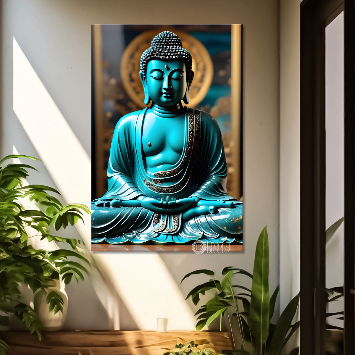 Blue buddha with golden chakra  painting  - Buddha-V-99