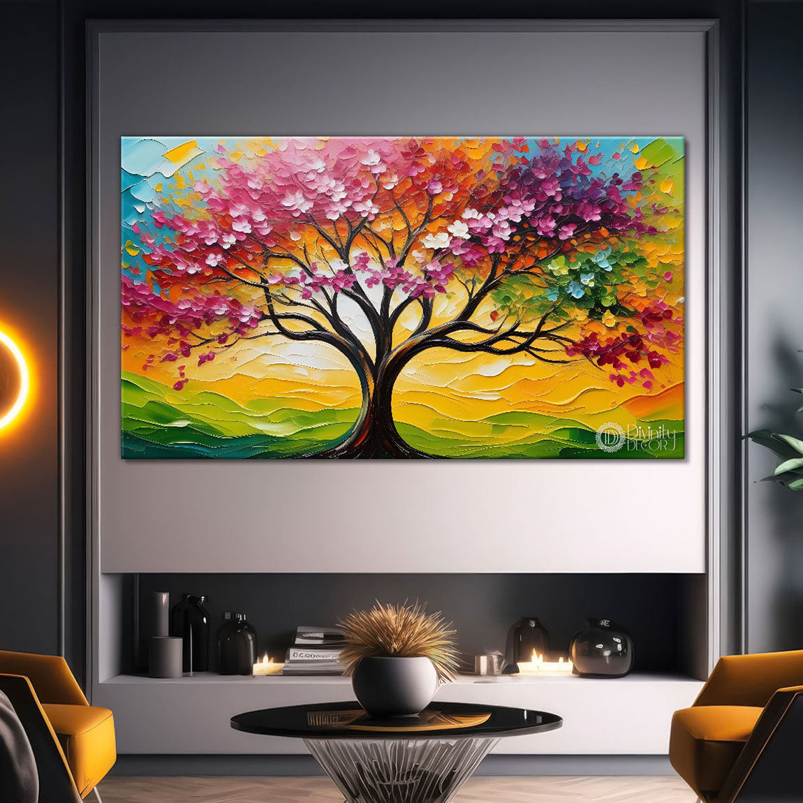 Spring tree in textured modern art Canvas Painting - Design - Tree-100