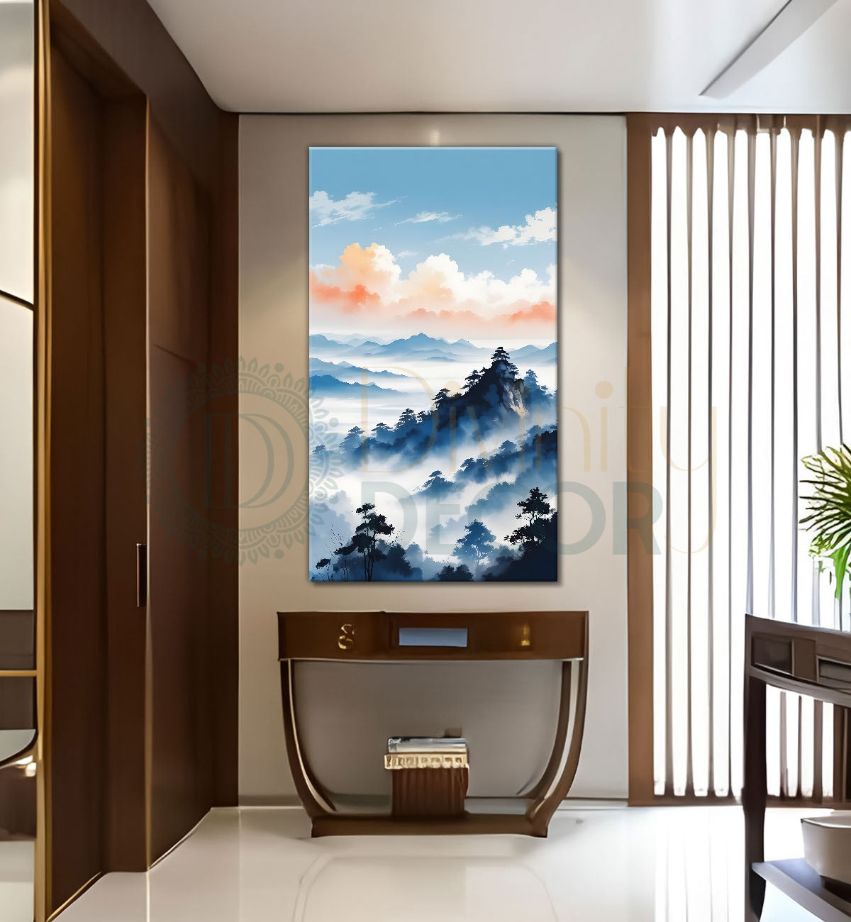 Mountains in clouds textured natural art Canvas Painting - Nature Art -V-100