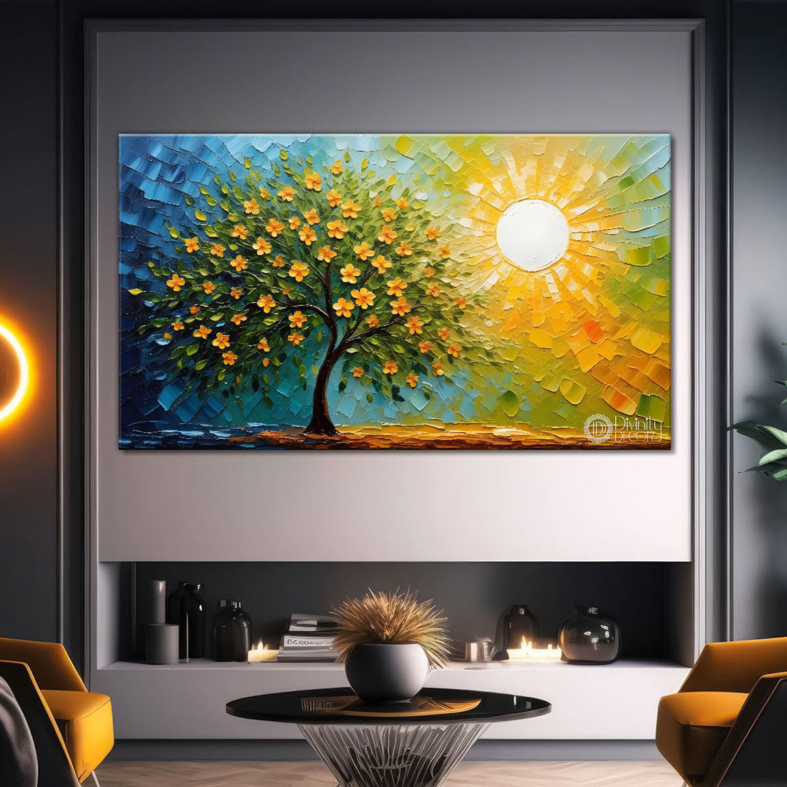 Orange tree in textured modern art - Design - Tree-101