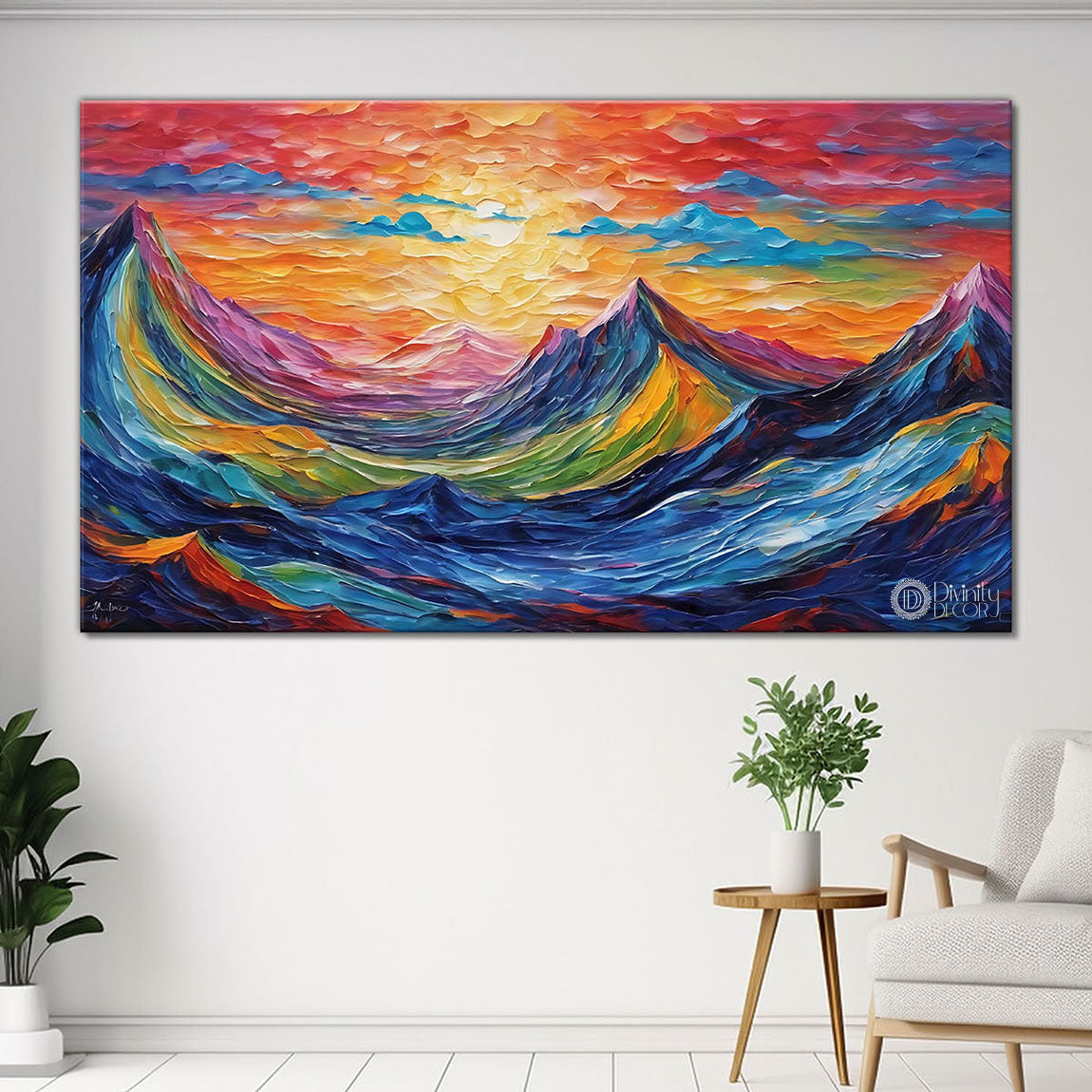 Colorful textured mountains painting Canvas Painting - Nature Art -103