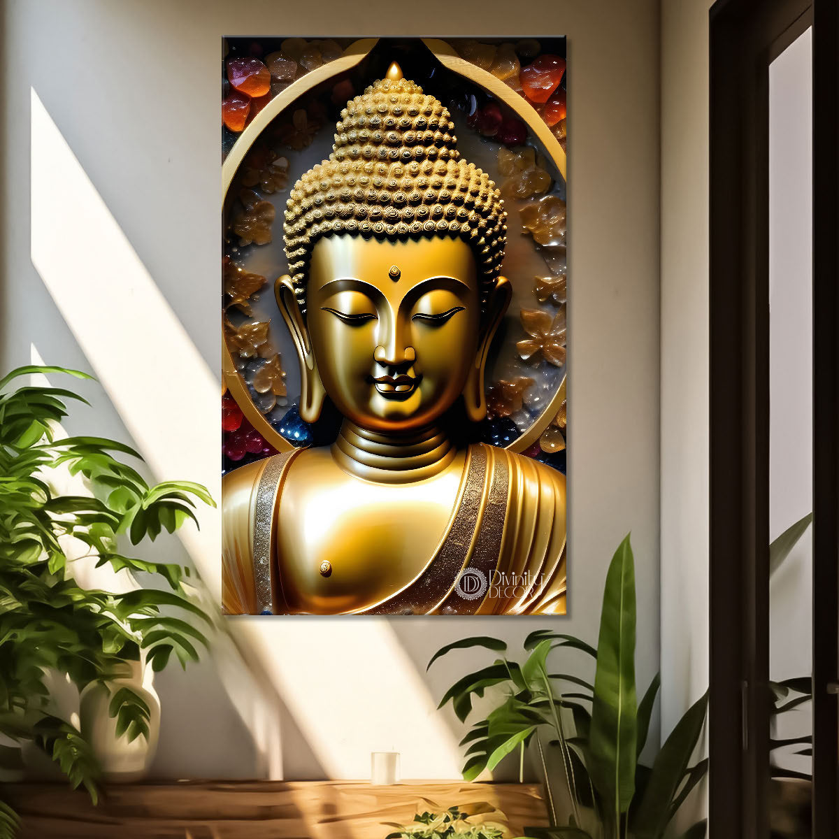 Goden buddha textured painting - Buddha-V-103
