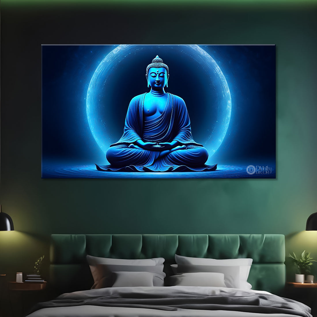 Buddha in blue textured painting Canvas Wall Painting - Buddha-104