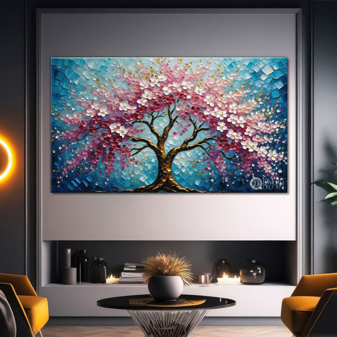 Spring tree in textured modern art - Design - Tree-105