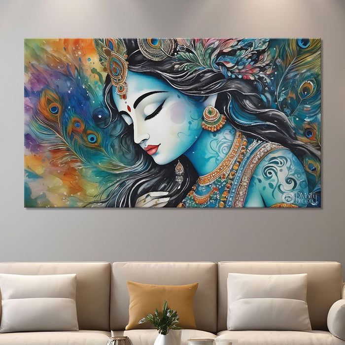 Radha with colorful background painting Canvas Painting - Design - Krishna-105