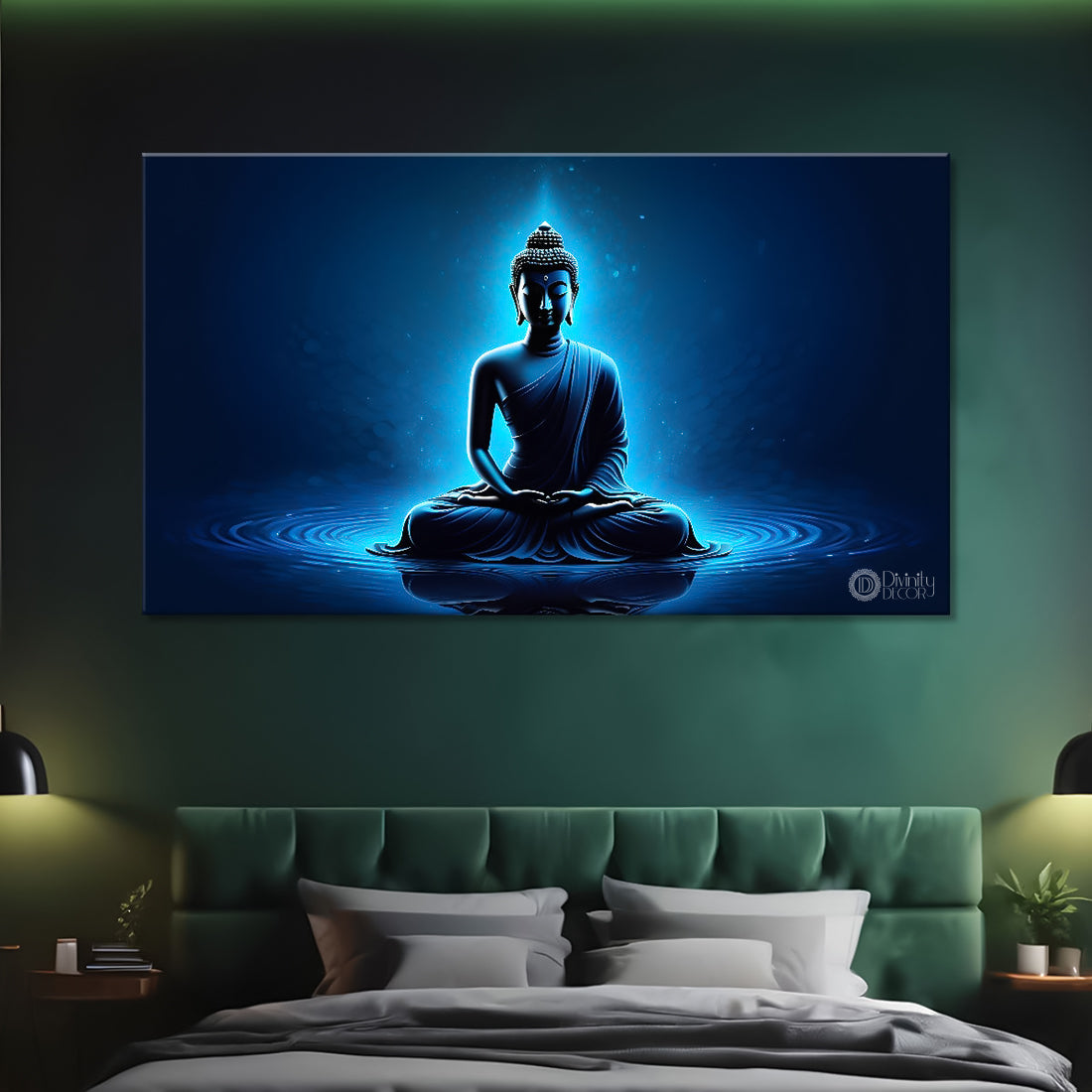 Buddha in blue textured painting Canvas Wall Painting - Buddha-106