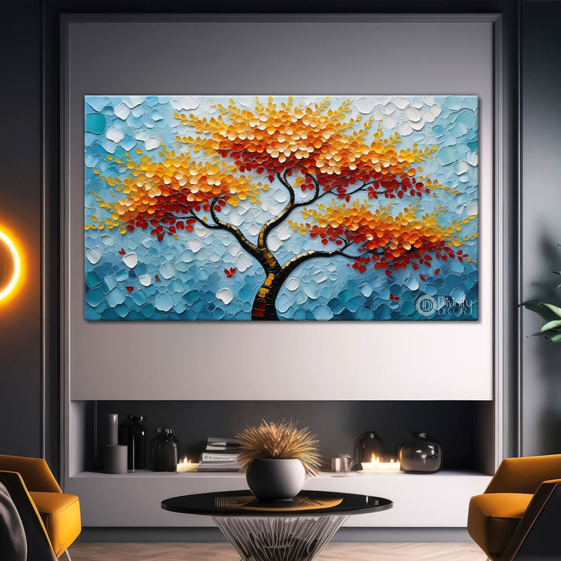 Orange tree in textured modern art - Design - Tree-106