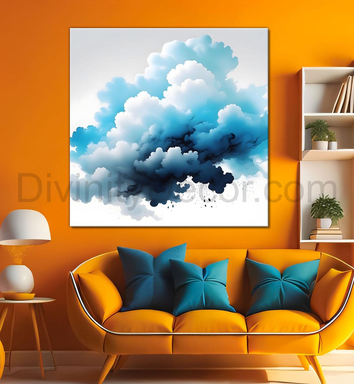 Clouds textured water colour painting 24X24  - Nature Art -S-107