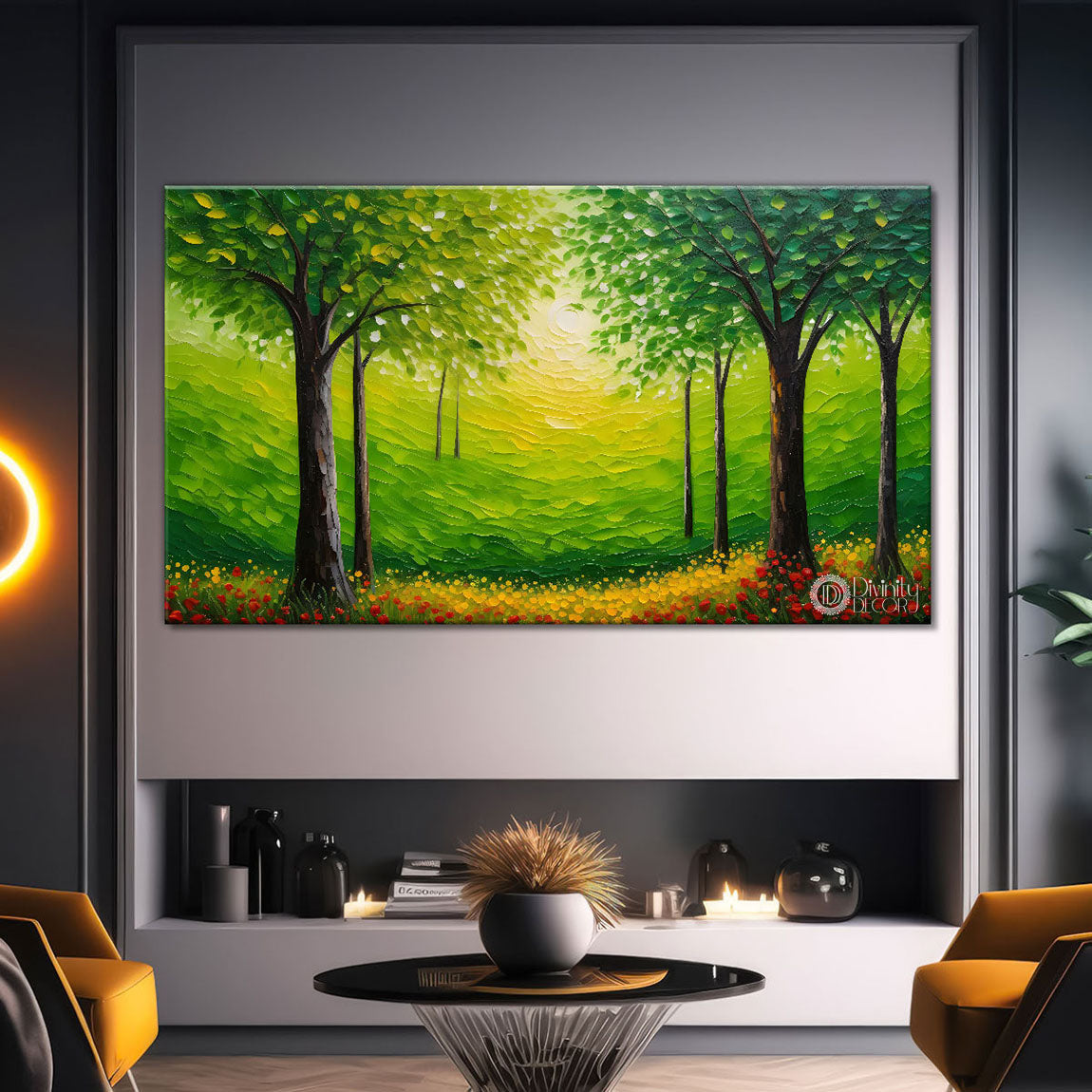 Green tree in bright textured modern art - Design - Tree-109