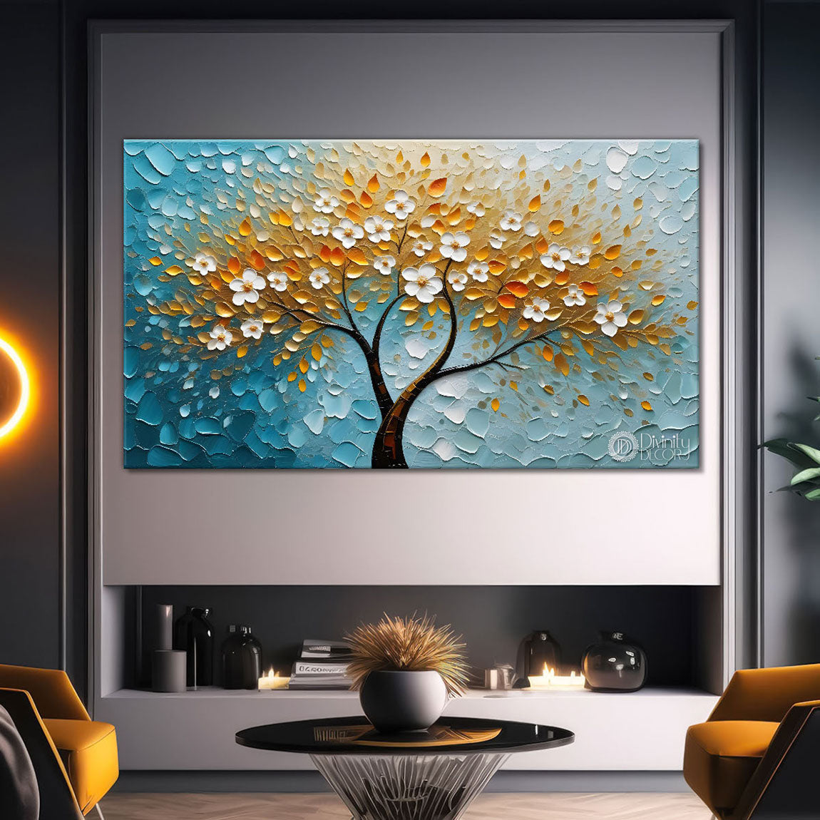 Spring tree in textured modern art- Design - Tree-112