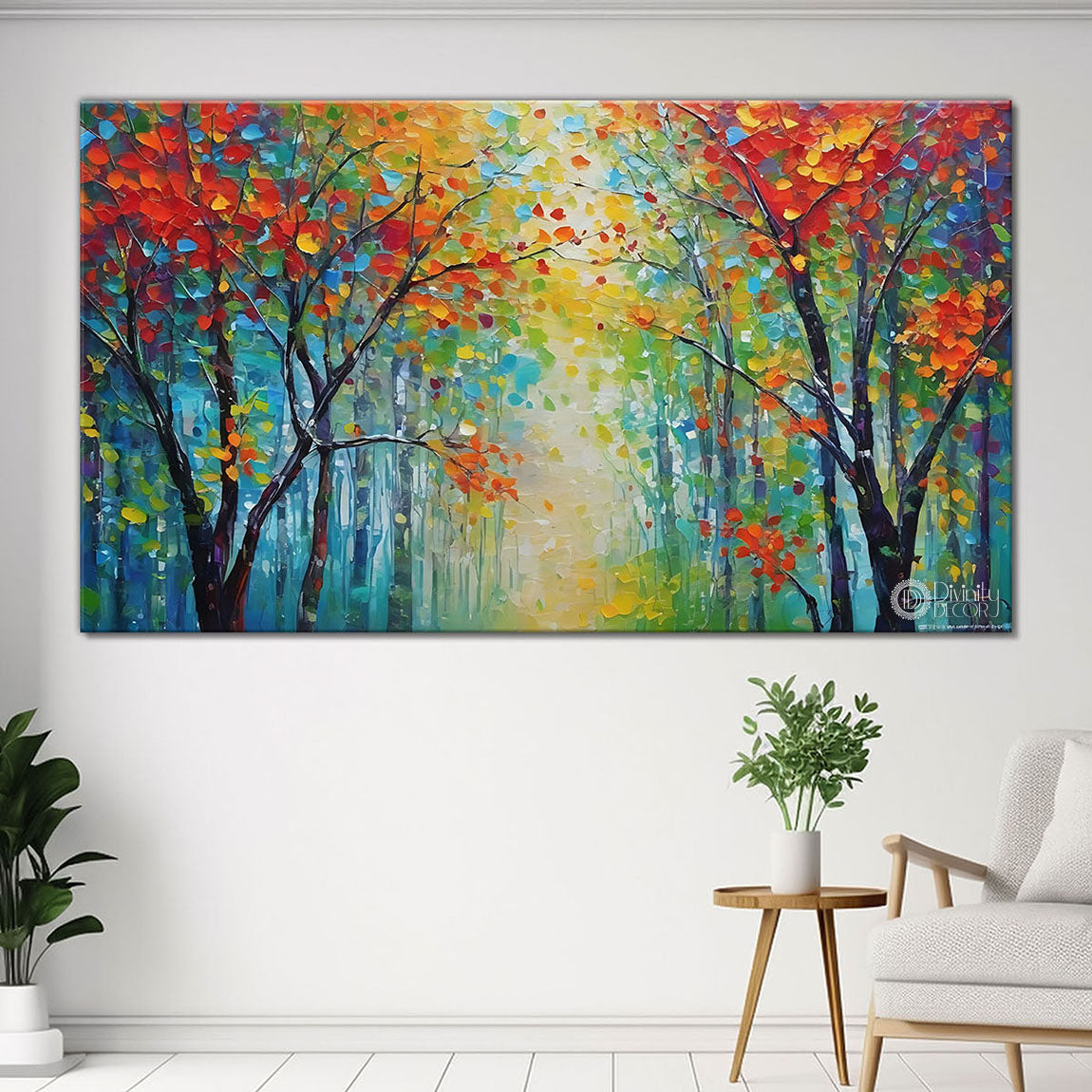 Orange trees in textured natural painting Canvas Painting - Nature Art -116
