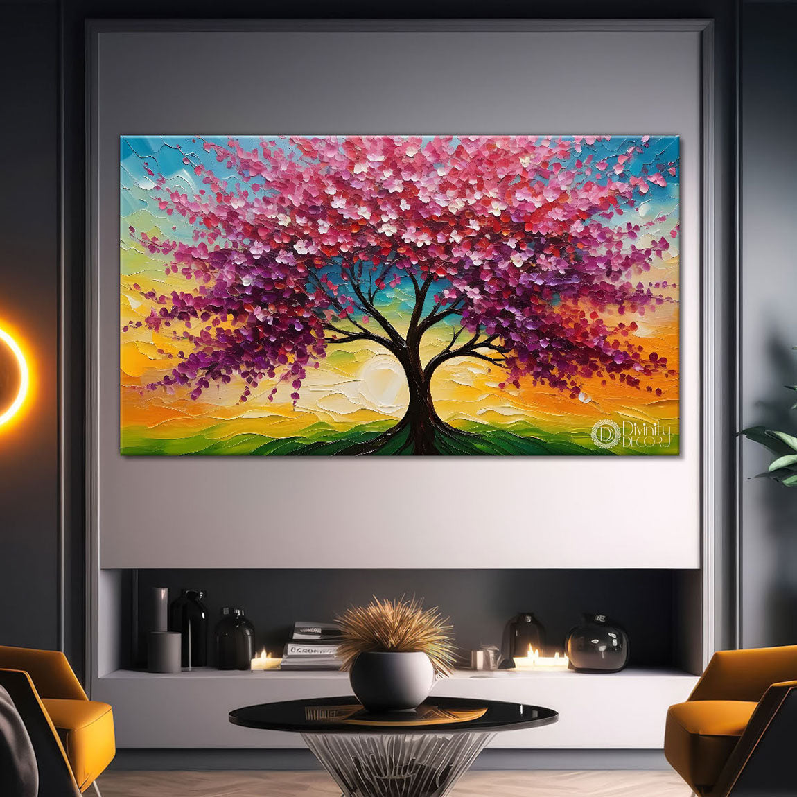 Spring tree in textured modern art- Design - Tree-117