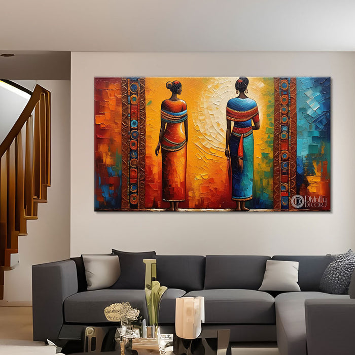 Tribal women textured art Canvas Painting - Design - Modern-L-118