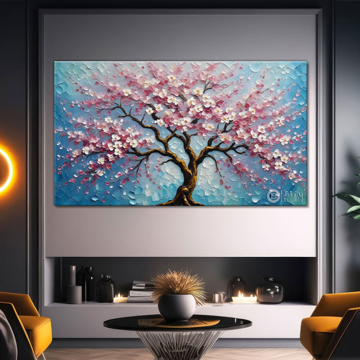 Spring tree in textured modern art- Design - Tree-119