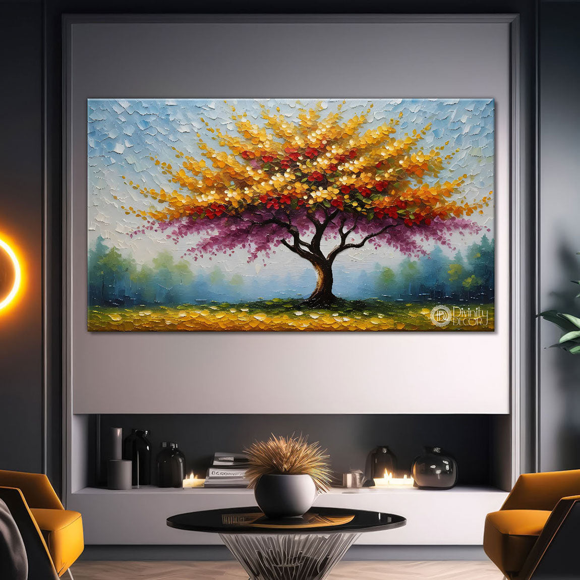 Colorful tree in textured modern art- Design - Tree-122