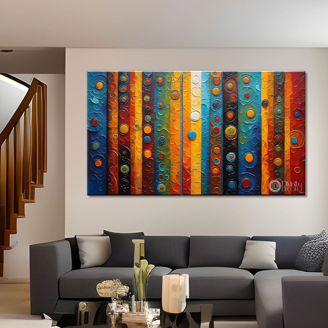 Colorful basic modern art Canvas Painting - Design - Modern-L-122