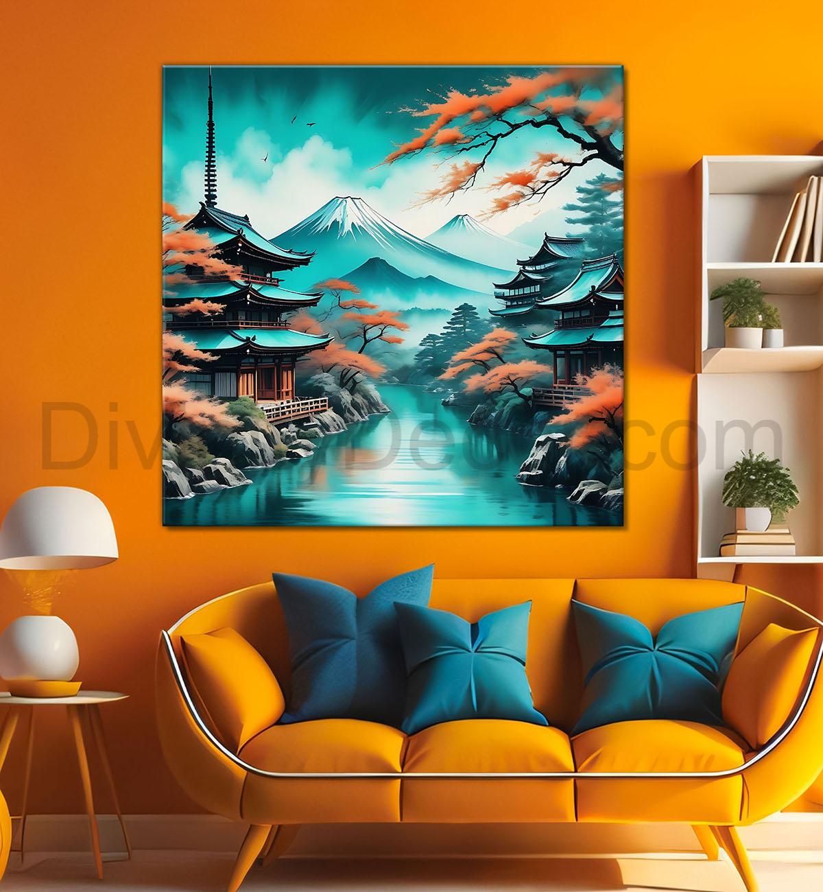 Mountain and the tree painting 24X24 - Nature Art -S-123