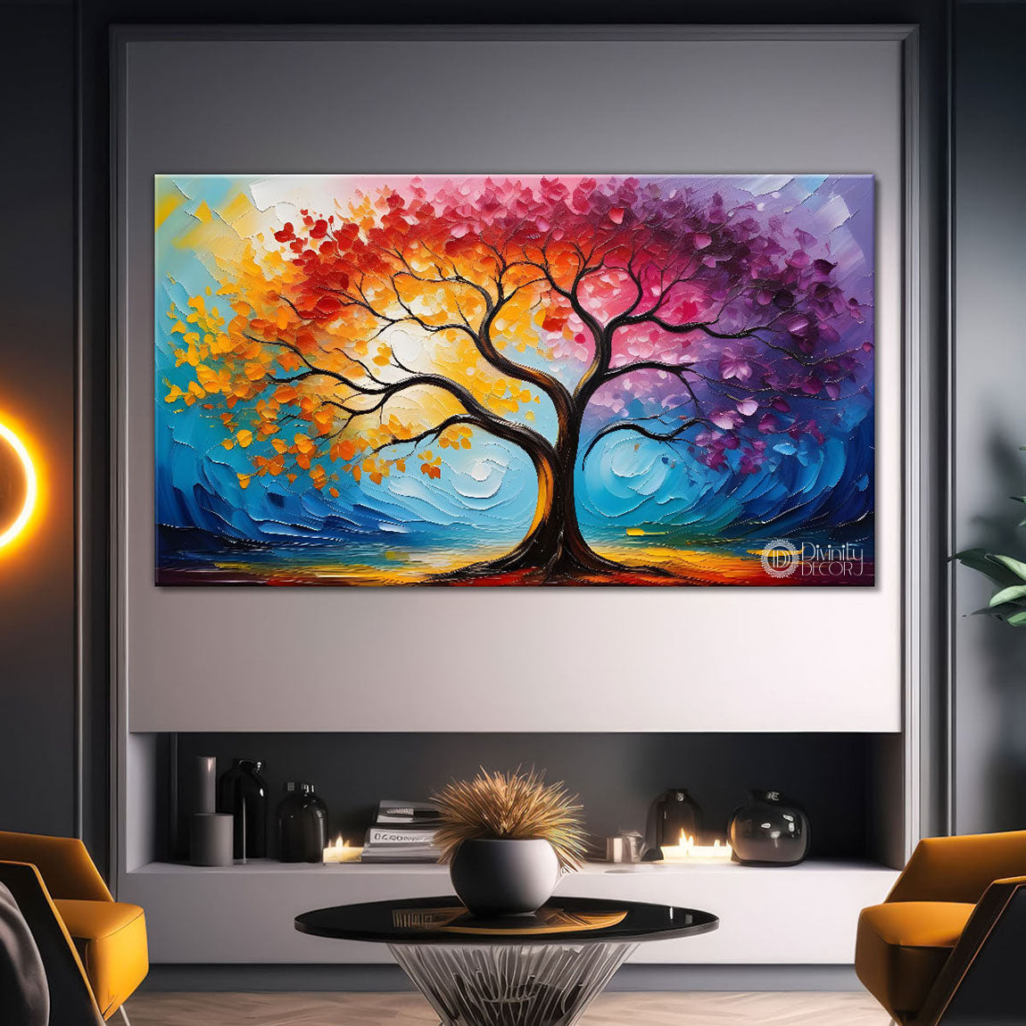 Spring tree in textured modern art- Design - Tree-126