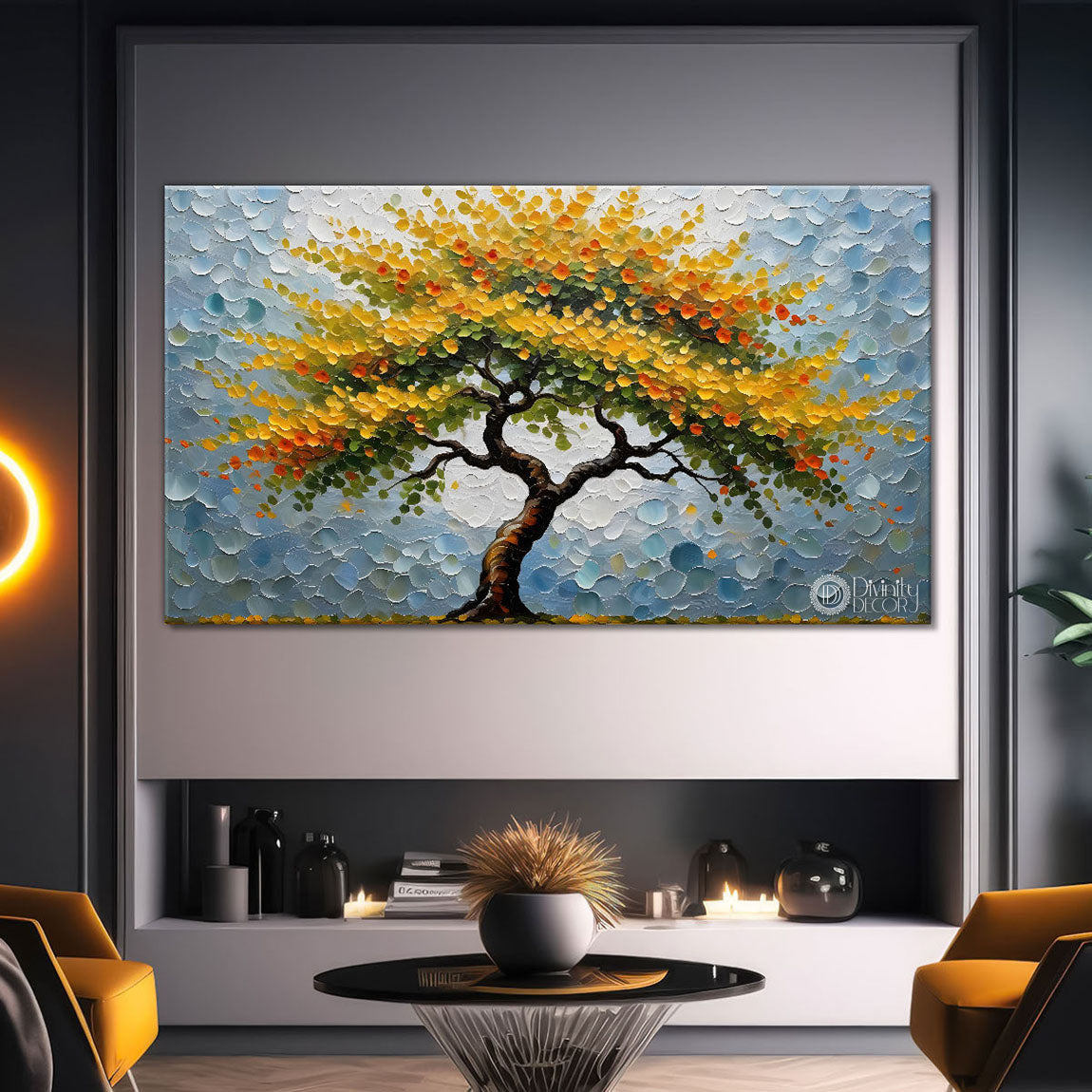Orange tree in textured modern art- Design - Tree-127