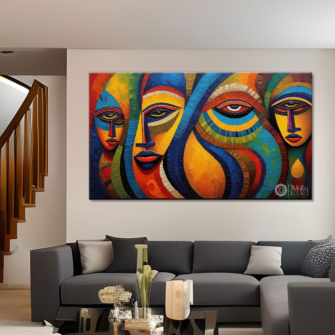 Human face features modern art Canvas Painting - Design - Modern-L-130