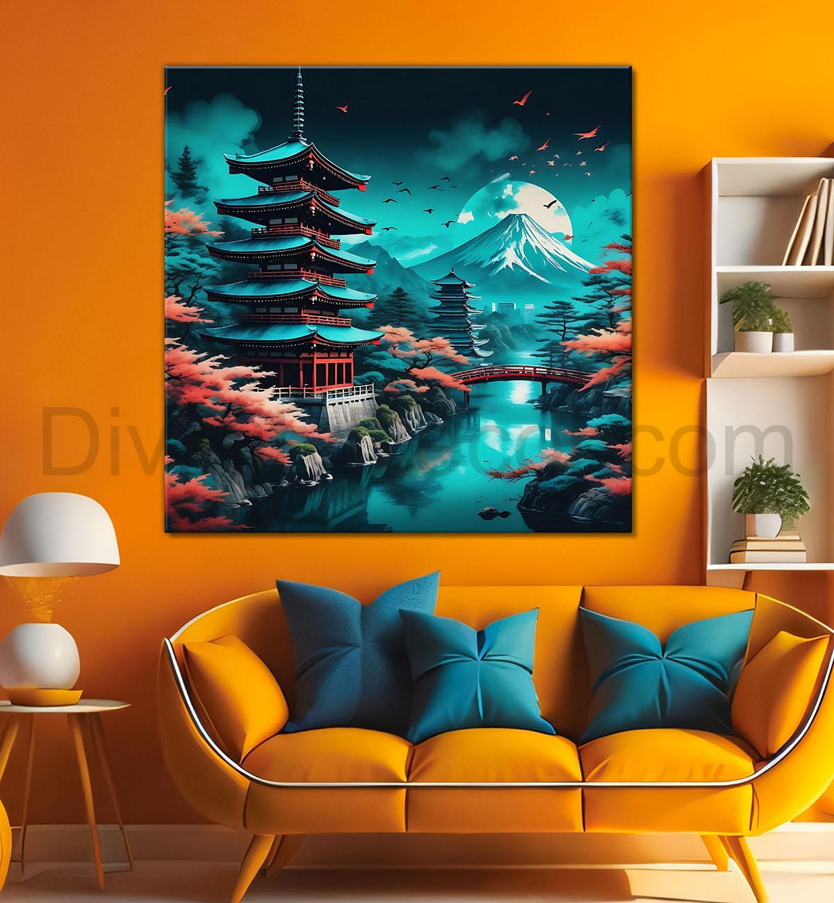 Tree with mountains painting 24X24- Nature Art -S-130