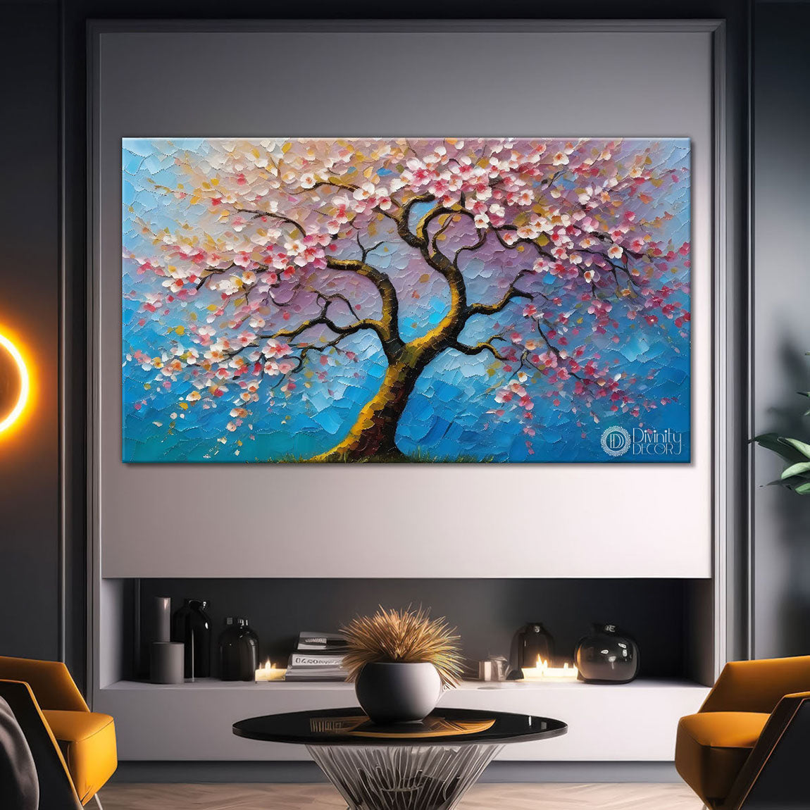 Spring tree in textured modern art- Design - Tree-131