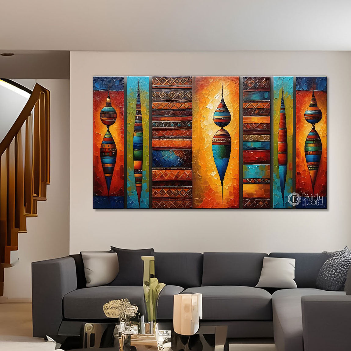 Tribal textured art Canvas Painting - Design - Modern-L-131