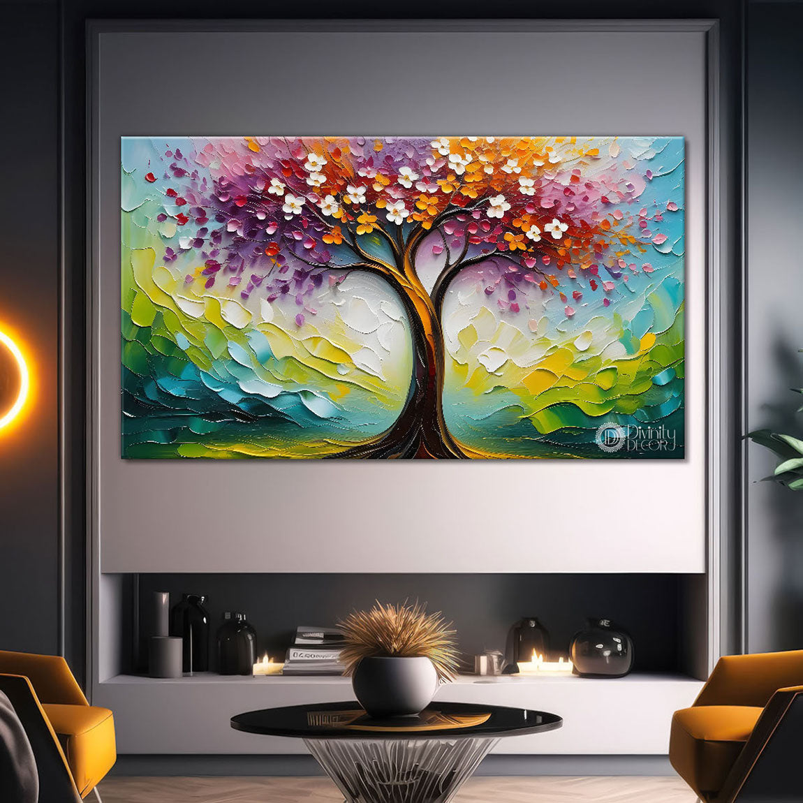 Spring tree in textured modern art- Design - Tree-132