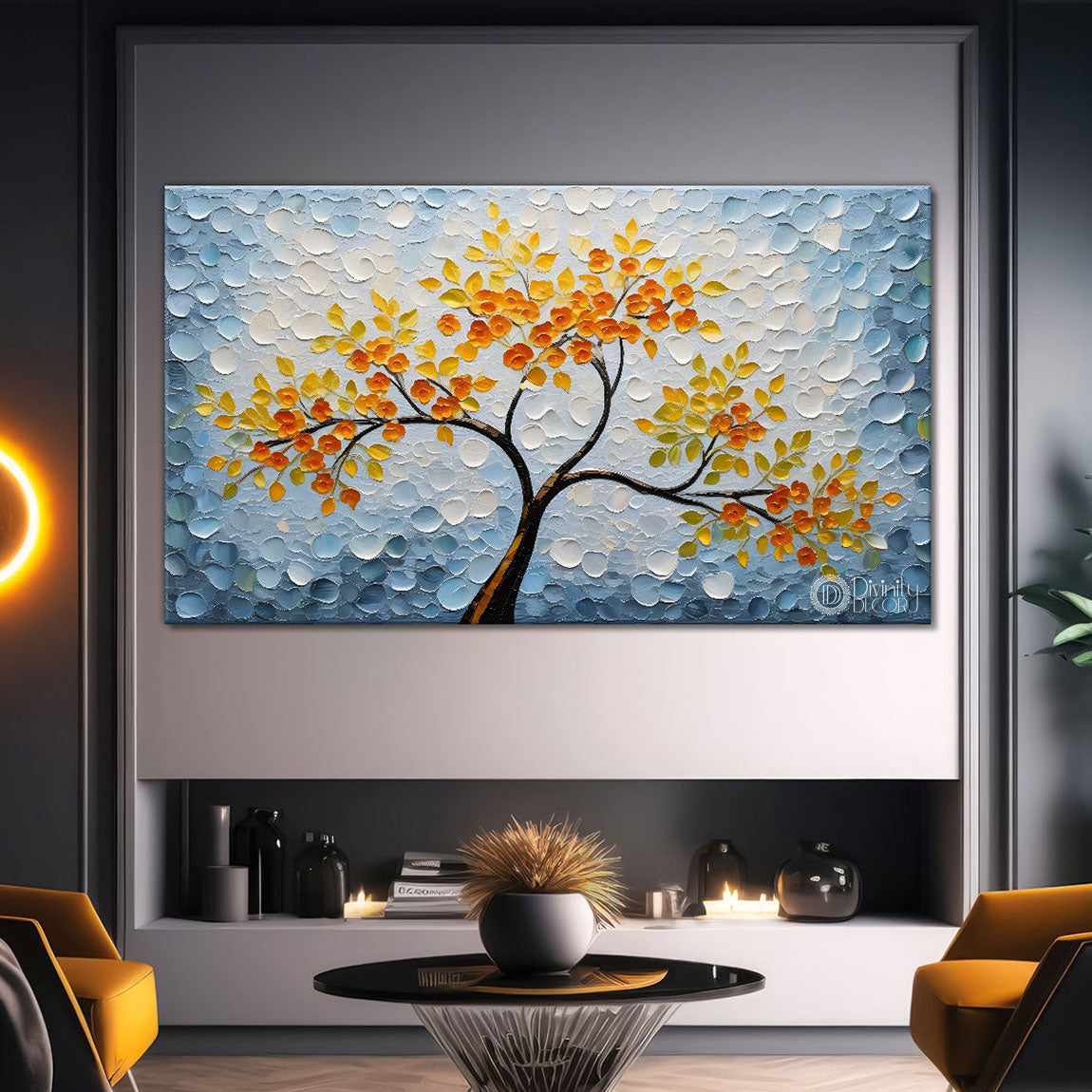 Orange tree in textured modern art- Design - Tree-134