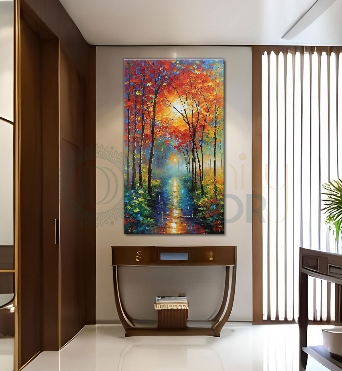 Colourful trees in textured painting art Canvas Painting - Nature Art -V-134