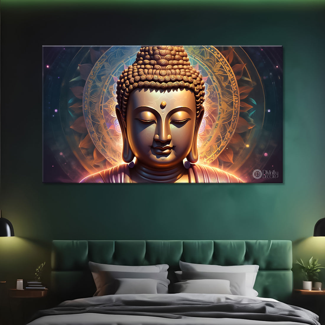 Golden buddha with colorful background textured painting Canvas Wall Painting - Buddha-135