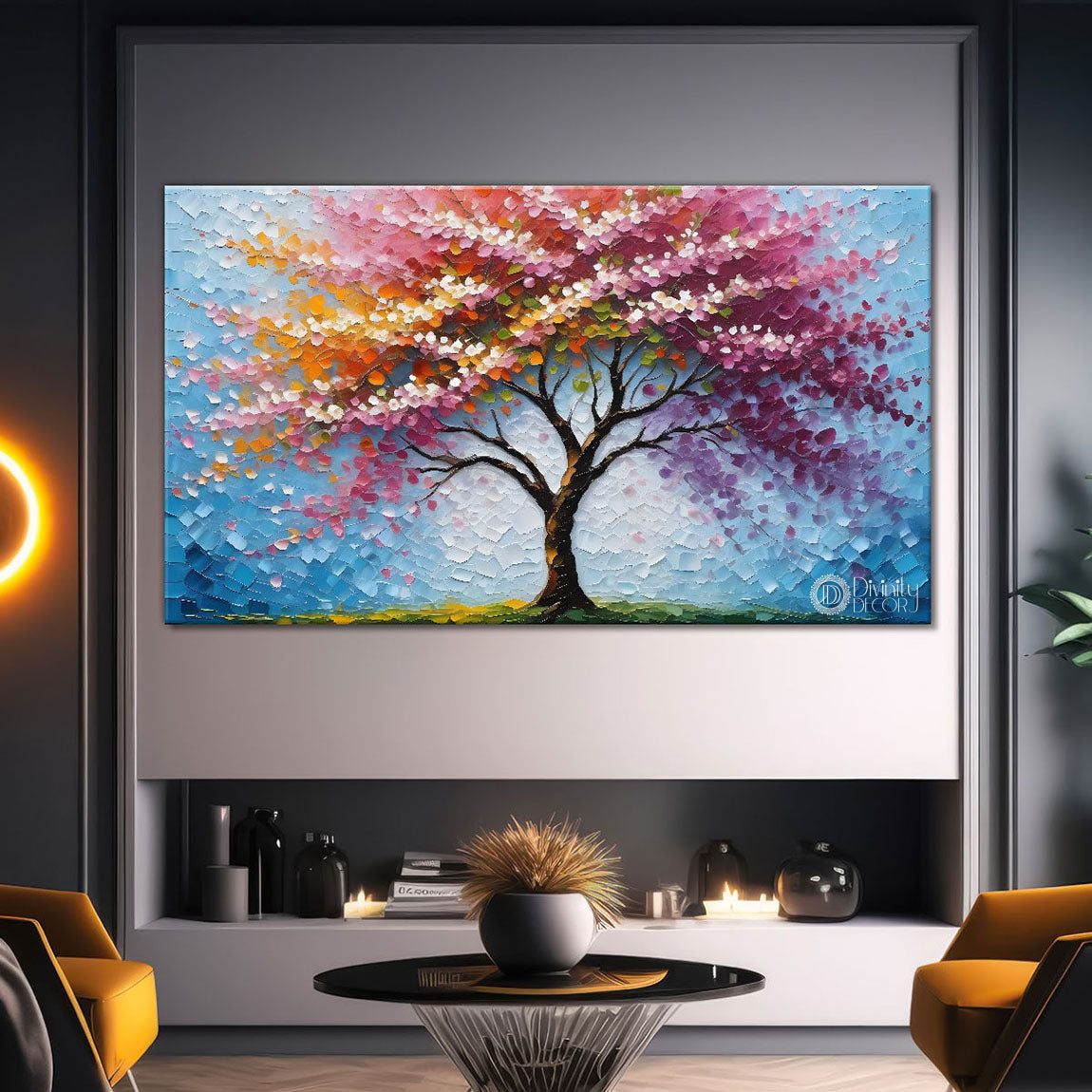 Spring tree in textured modern art- Design - Tree-136