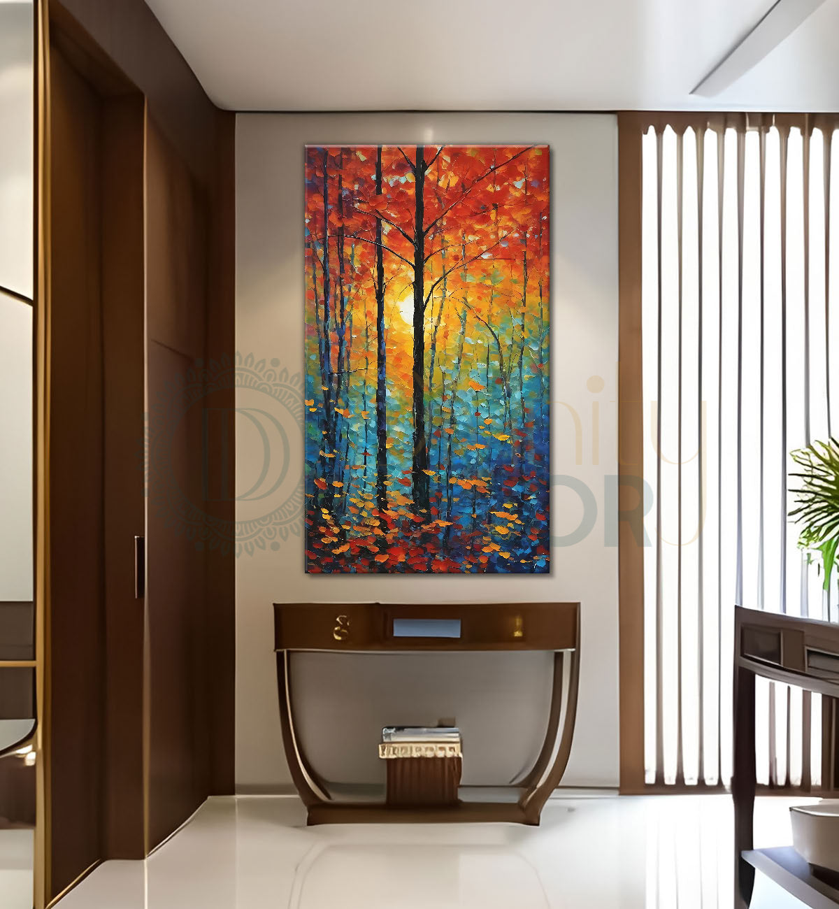 Colourful trees in textured painting art Canvas Painting - Nature Art -V-137