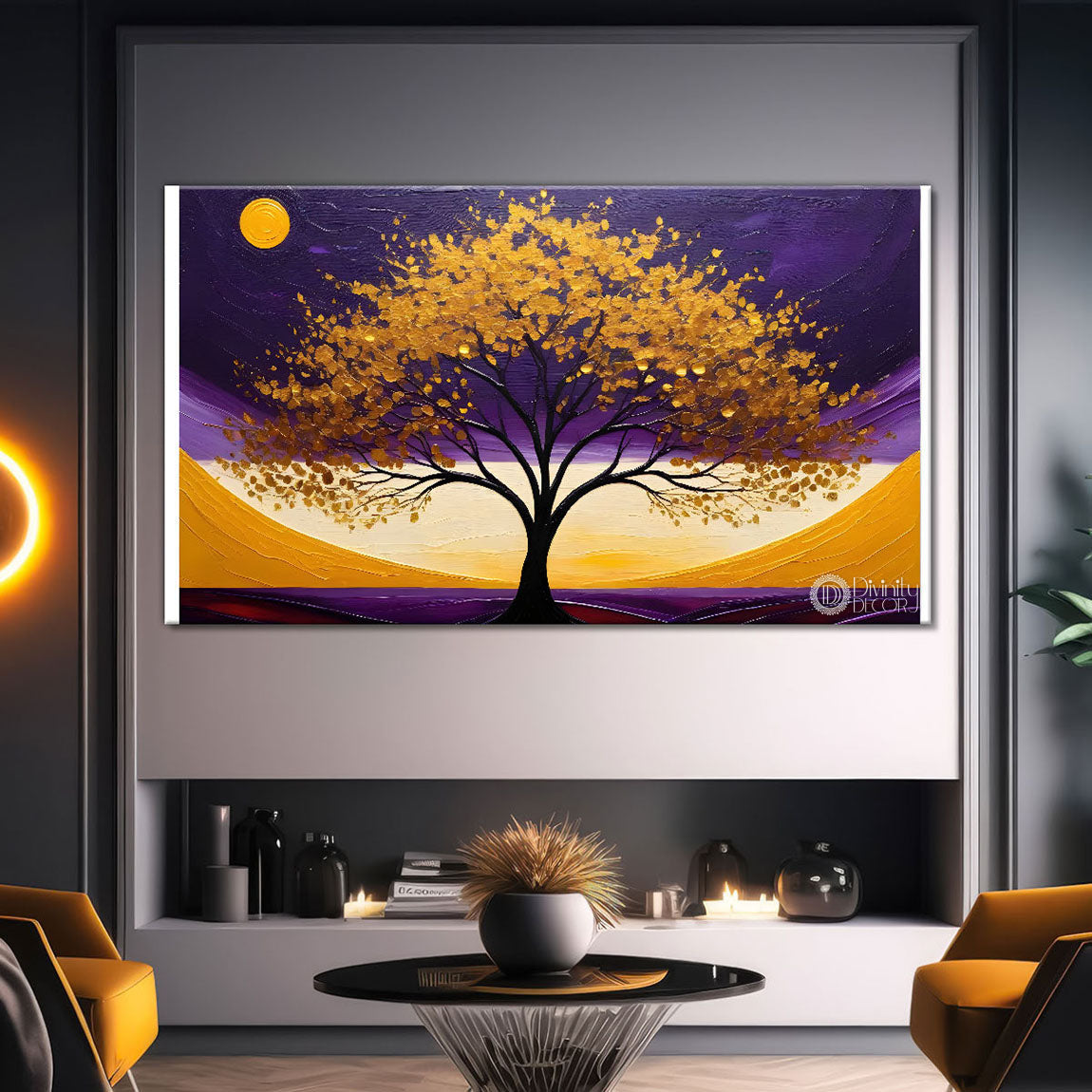 Orange tree in textured modern art- Design - Tree-137