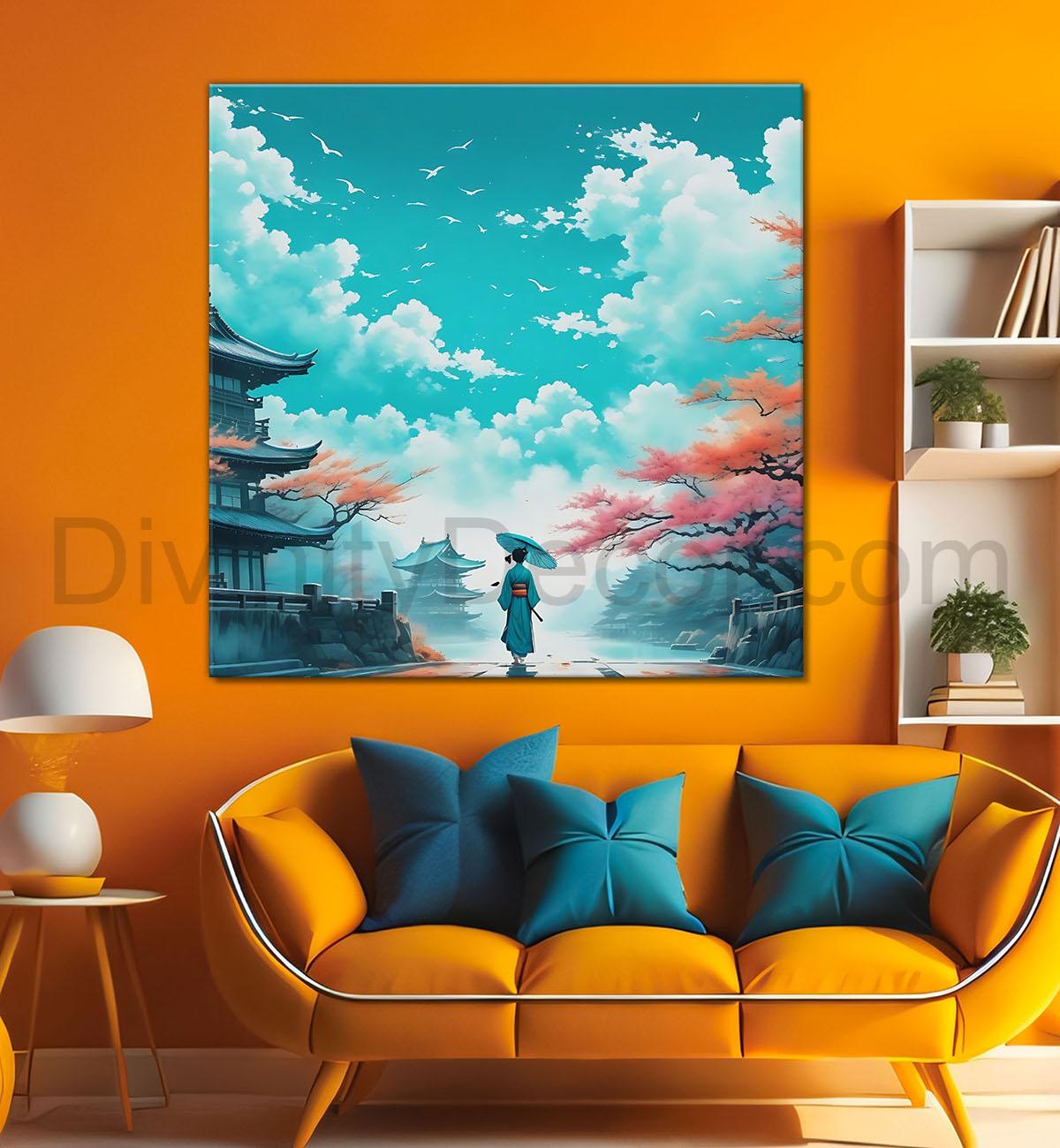 Clouds textured water colour painting 24X24 - Nature Art -S-138