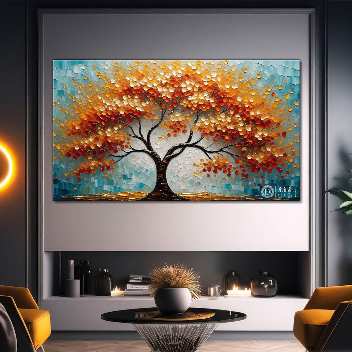 Orange tree in textured modern art- Design - Tree-138