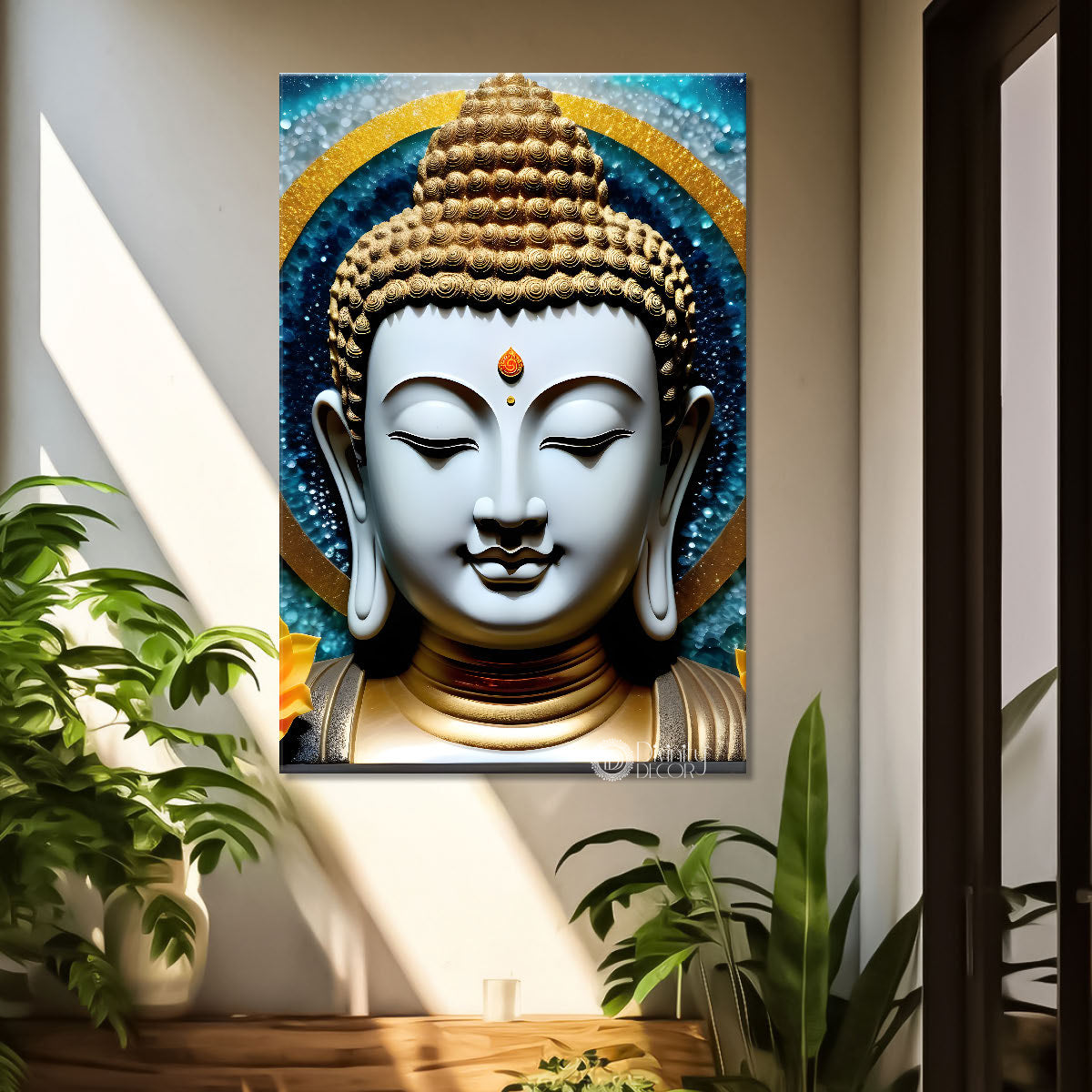 White textured buddha face  - Buddha-V-139