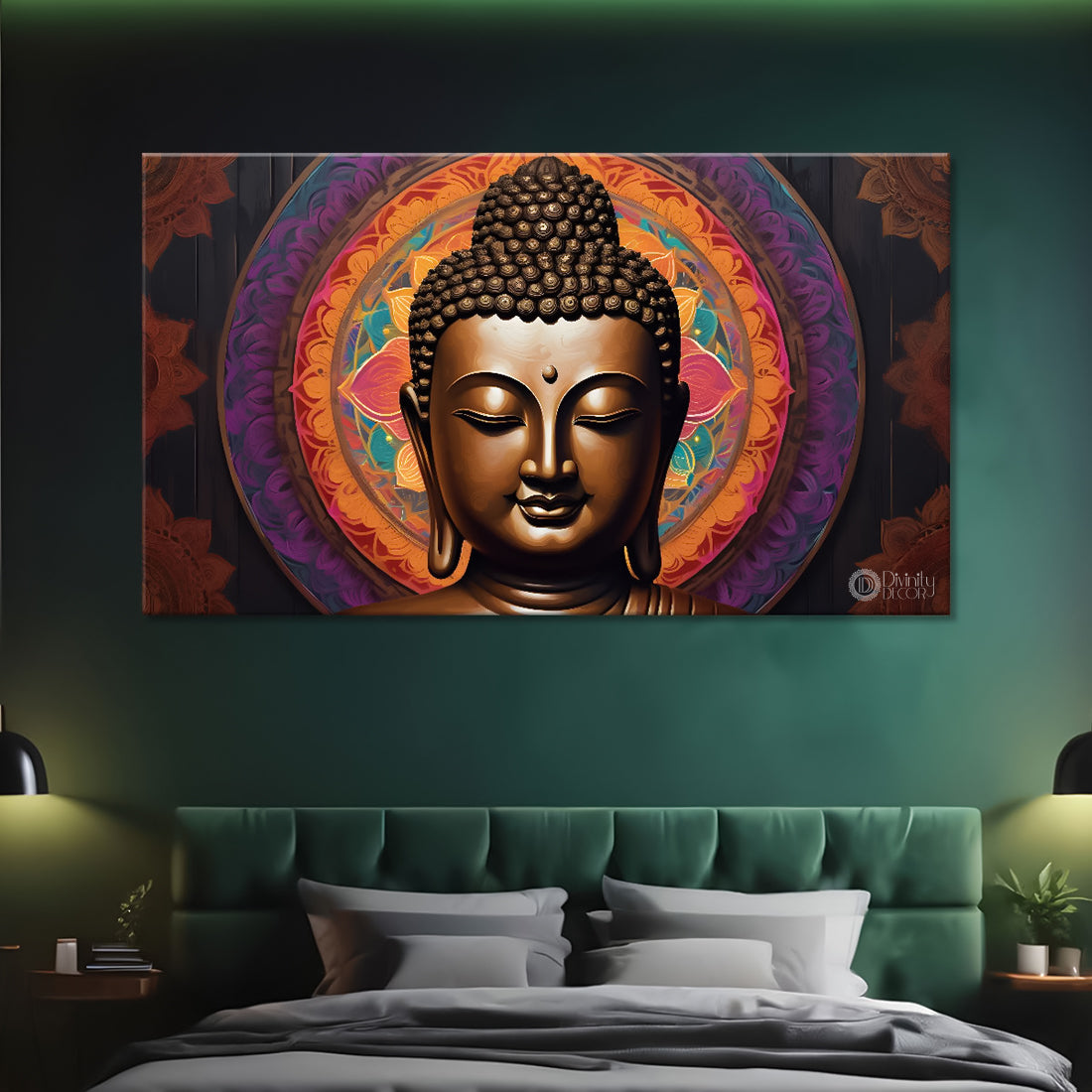 Golden buddha with colorful background textured painting Canvas Wall Painting - Buddha-142
