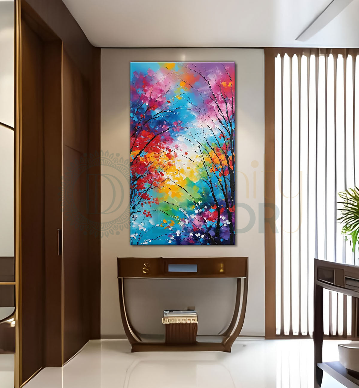 Colourful trees in textured painting art Canvas Painting - Nature Art -V-142