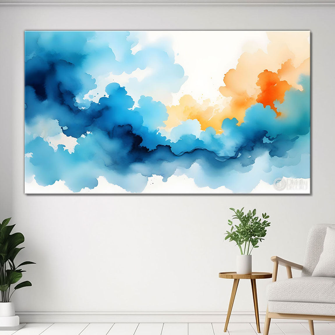 Colorful clouds in textured water color painting Canvas Painting - Nature Art -142