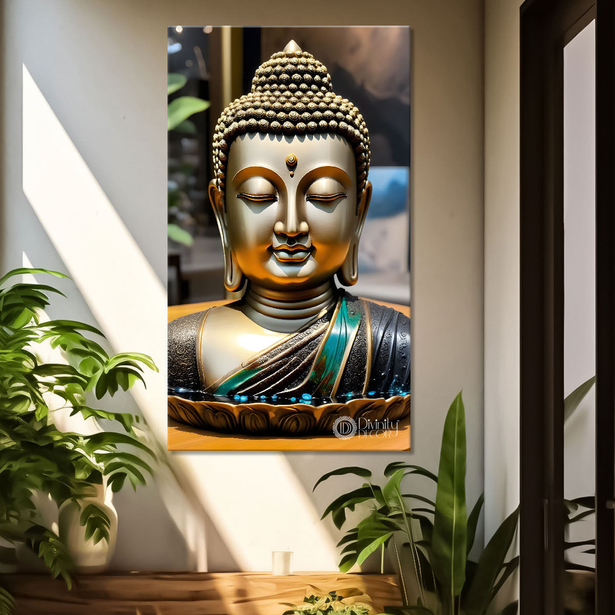 Golden buddha with textured background  - Buddha-V-144