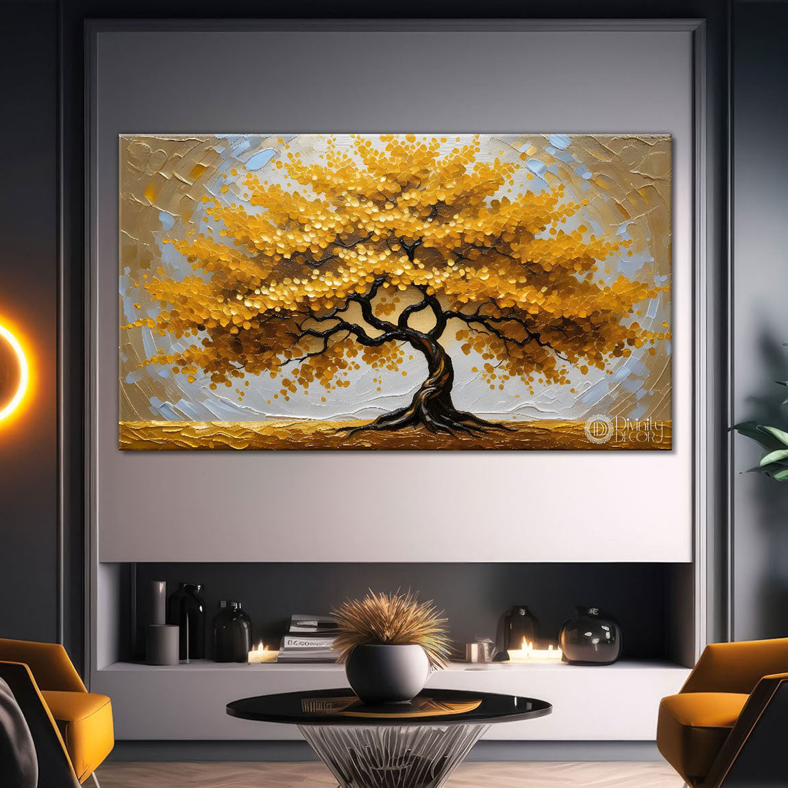 Orange tree in textured modern art- Design - Tree-144