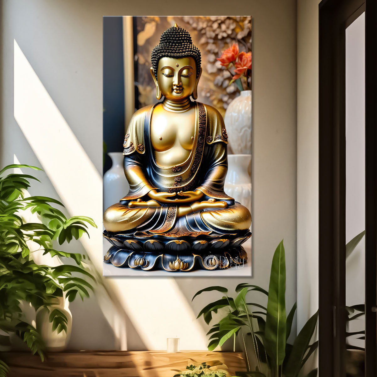 Golden buddha with textured background  - Buddha-V-145
