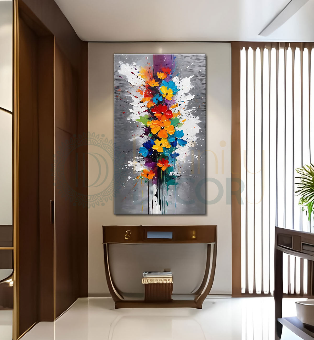 Colourful flowers in textured painting art Canvas Painting - Nature Art -V-146