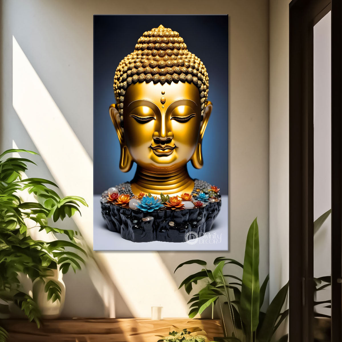 Golden buddha with textured background  - Buddha-V-146