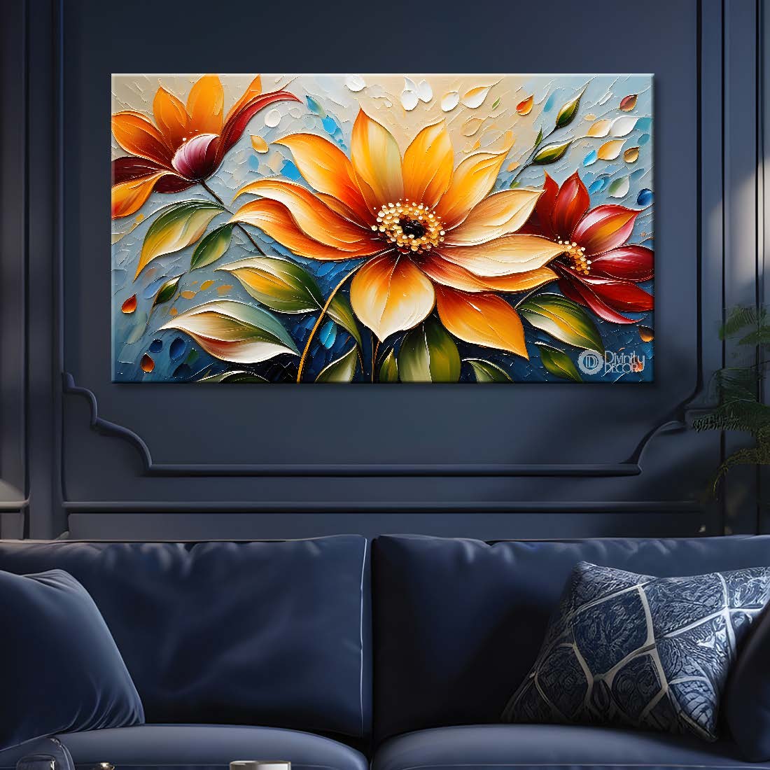 Yellow flower with light background painting- Design - Flower-146