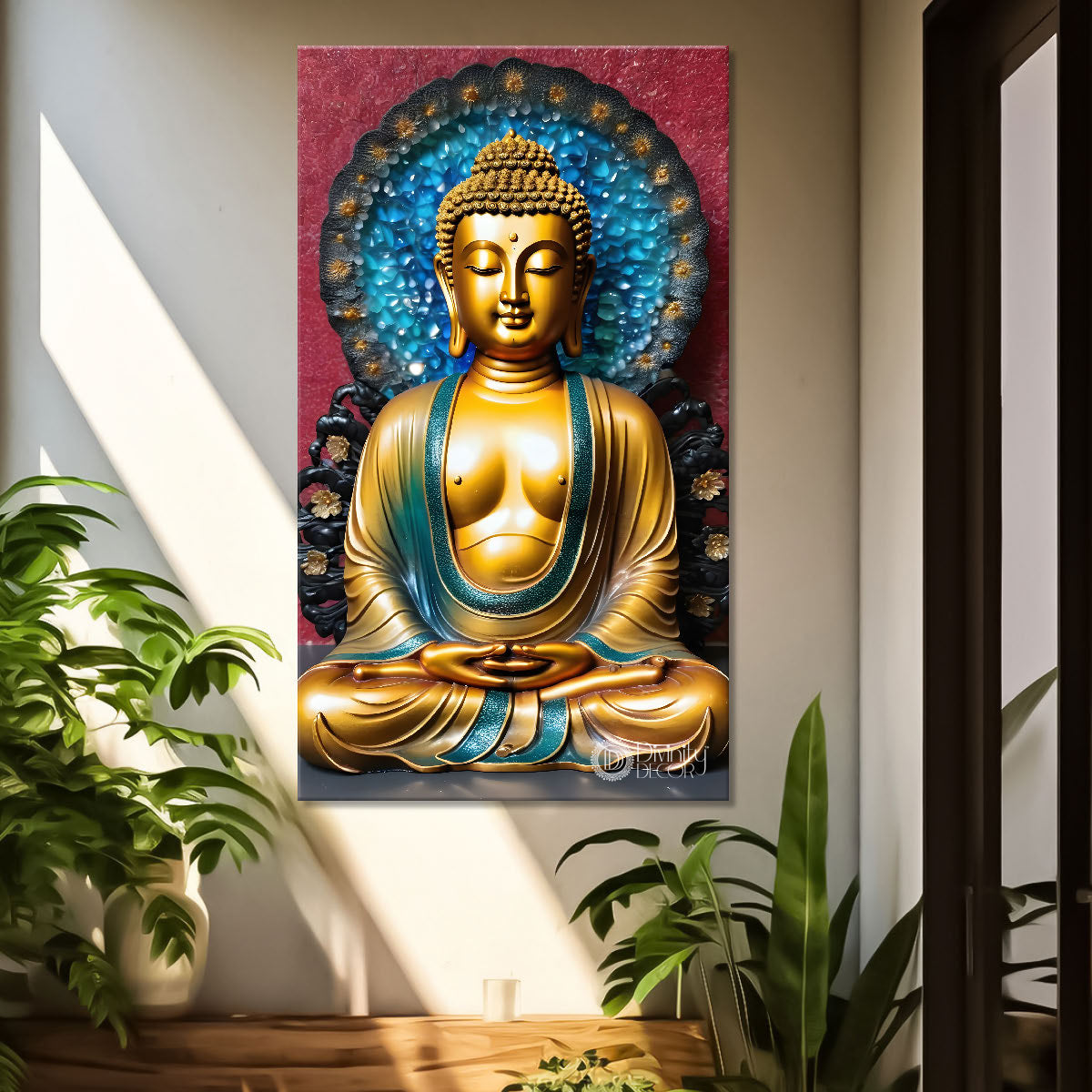 Golden buddha with textured background  - Buddha-V-148