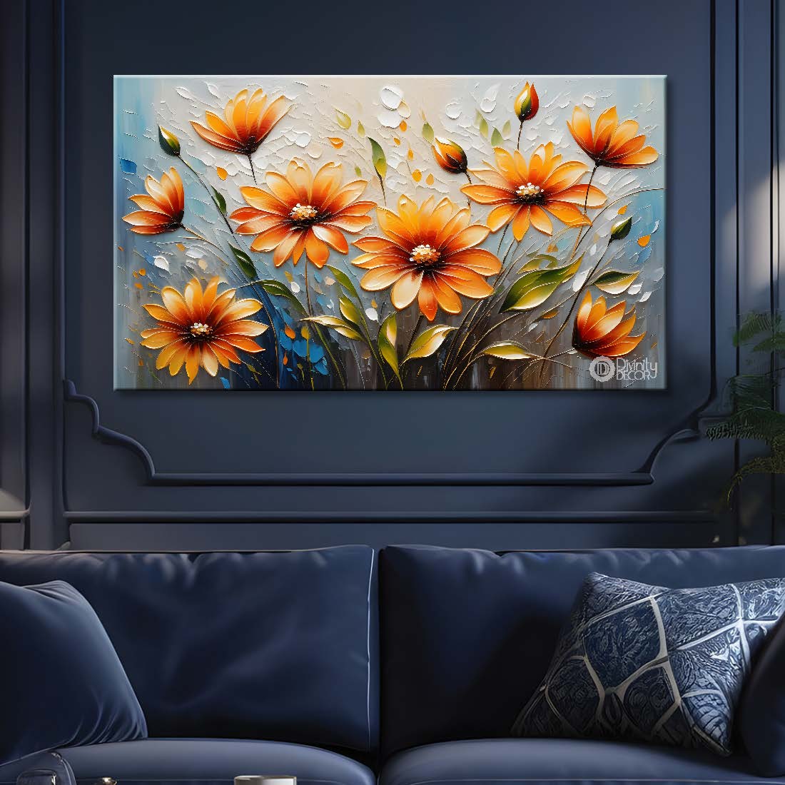 Yellow flowers with light textured painting- Design - Flower-148