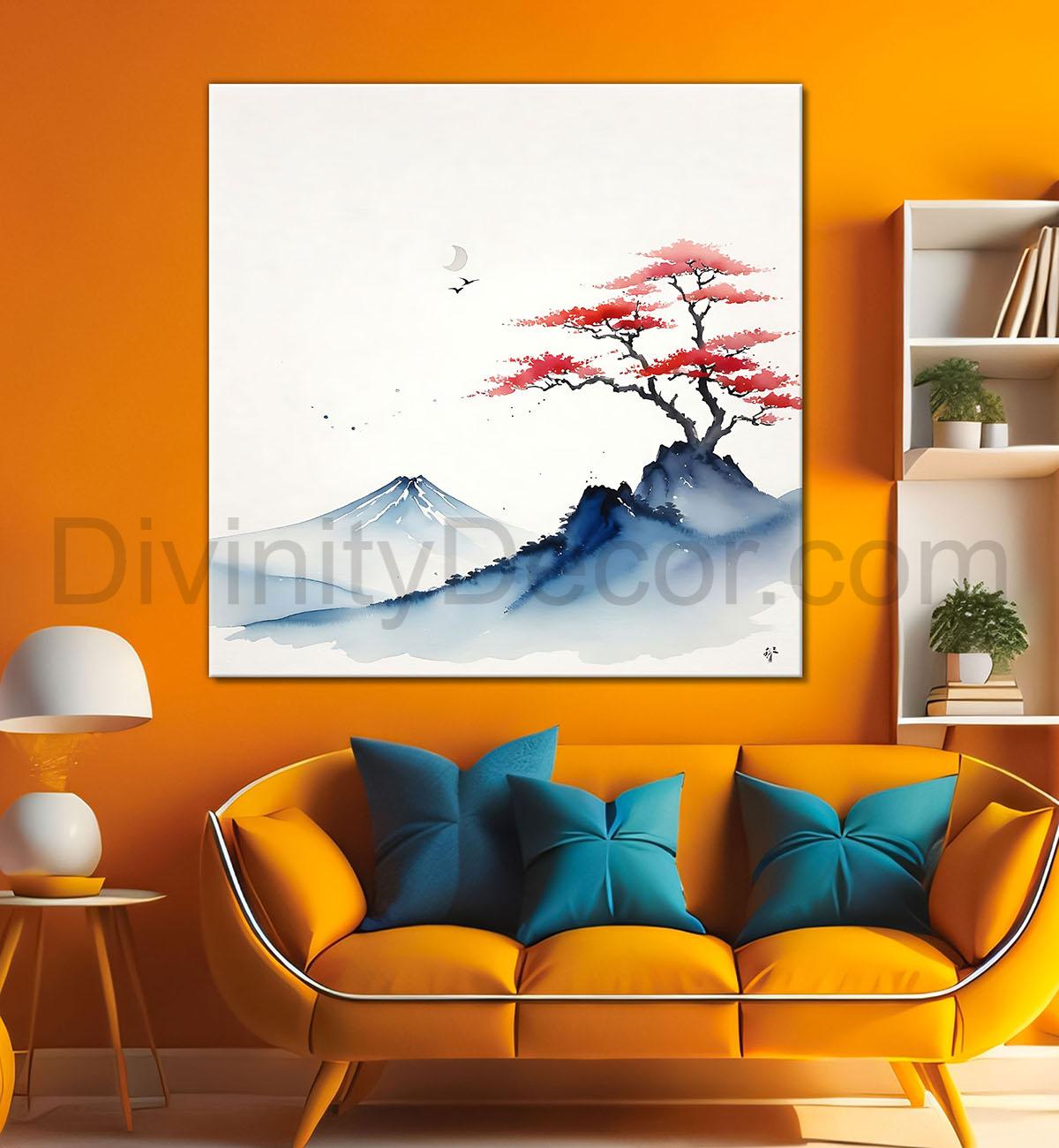 Mountains in water colour painting 24X24 - Nature Art -S-149